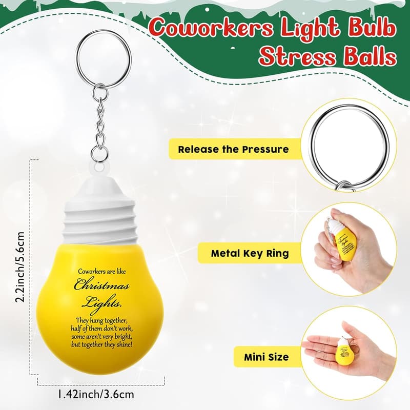 Christmas Coworker Gift Set - 25 Lightbulb Stress Ball Keychains