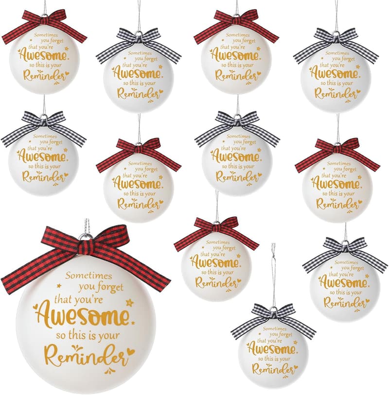 Employee Appreciation Christmas Ornaments - 12 Pack White Balls