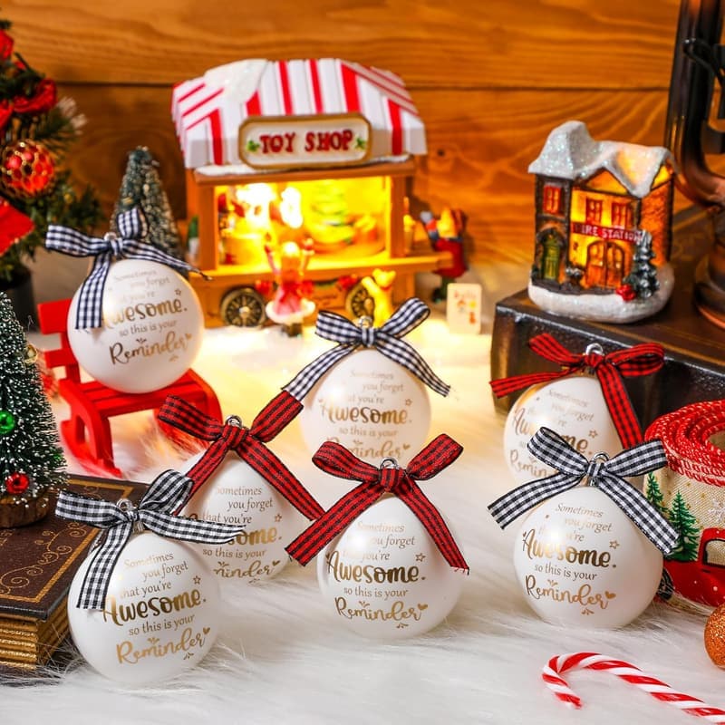 Employee Appreciation Christmas Ornaments - 12 Pack White Balls