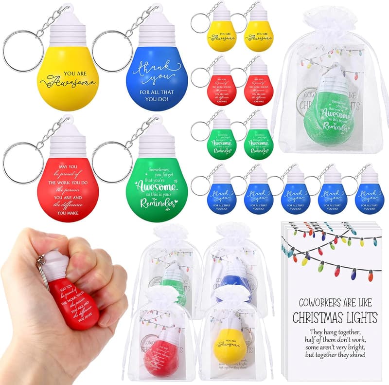 Christmas Employee Appreciation Gift Set: Stress Balls & Keychains