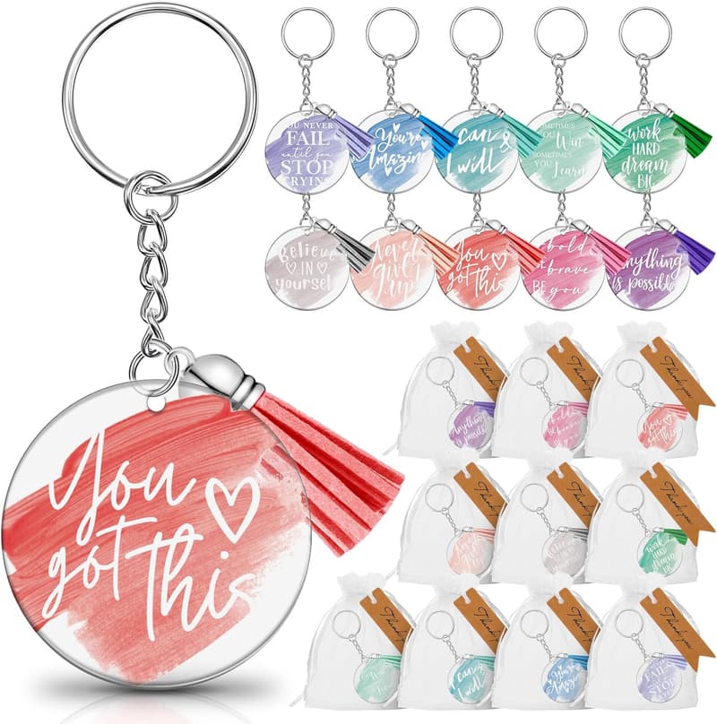Employee Appreciation Motivational Keychains - Bulk Gifts for Staff