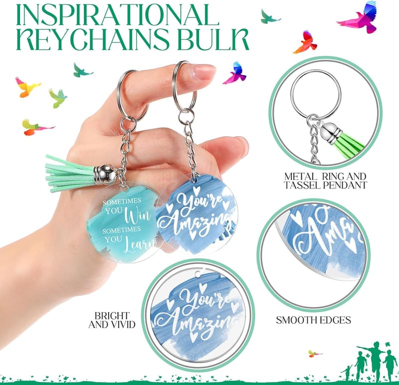 Employee Appreciation Motivational Keychains - Bulk Gifts for Staff