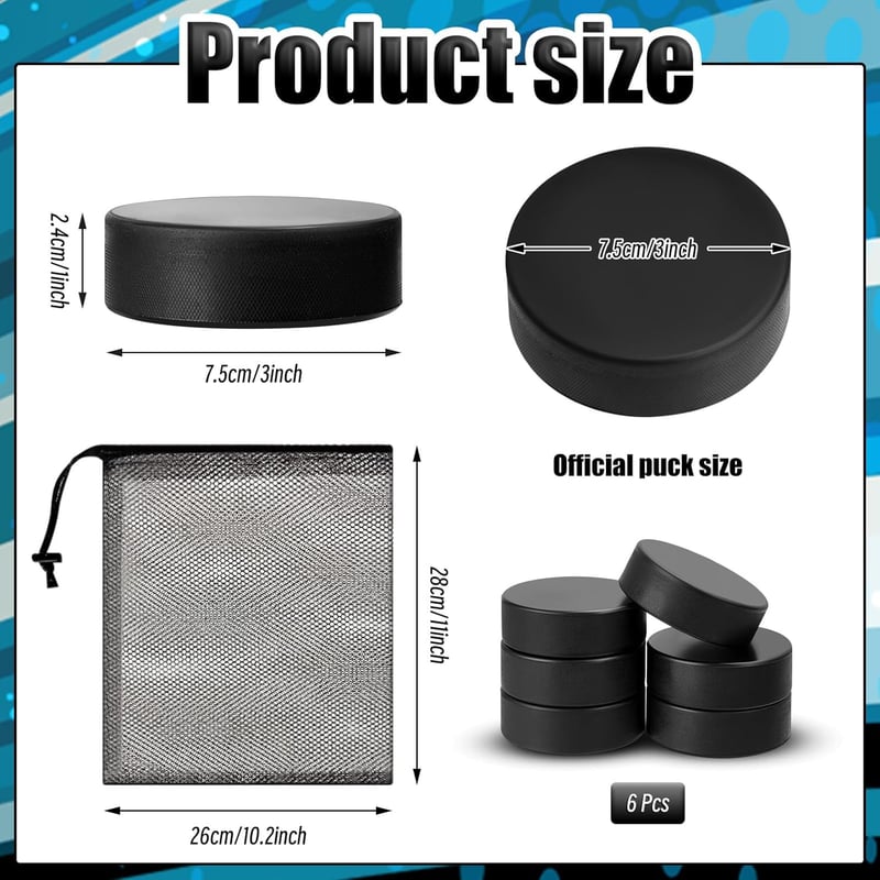 Indoor Ice Hockey Pucks for Training with Mesh Bag - 3 Pack