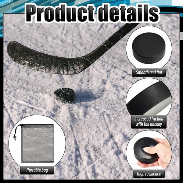 Indoor Ice Hockey Pucks for Training with Mesh Bag - 3 Pack