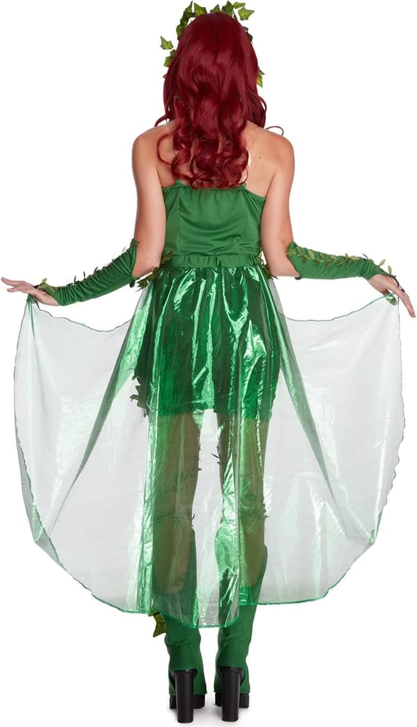 Halloween Villain Costume for Women - Green Dress with Leaves