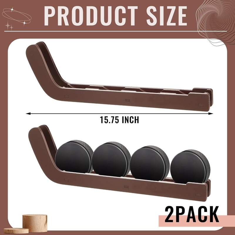 Wooden Hockey Puck Display Rack - Wall Mount Holder for Players