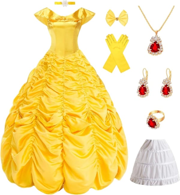 Yellow Princess Costume for Women - Adult Halloween Party Dress