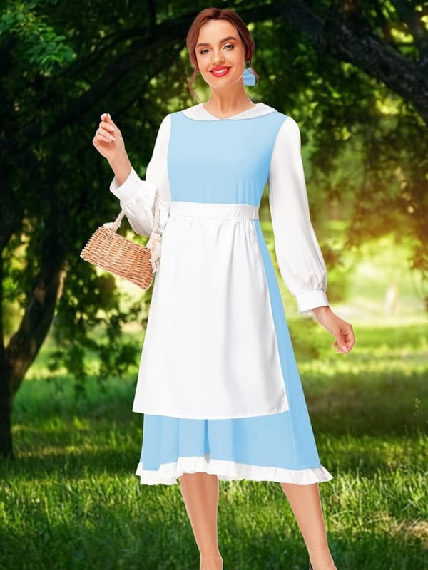 Halloween Princess Blue Long Sleeve Dress for Kids and Adults