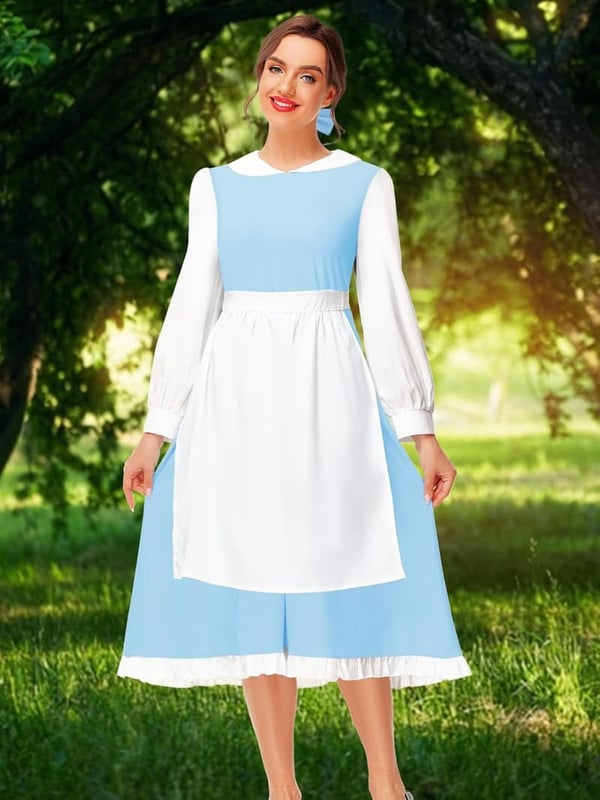 Halloween Princess Blue Long Sleeve Dress for Kids and Adults