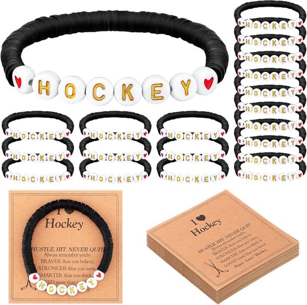 Hockey Bracelets Set with Inspirational Cards for Sports Lovers