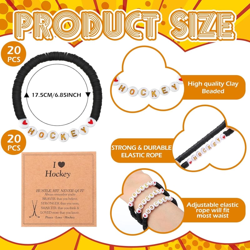 Hockey Bracelets Set with Inspirational Cards for Sports Lovers