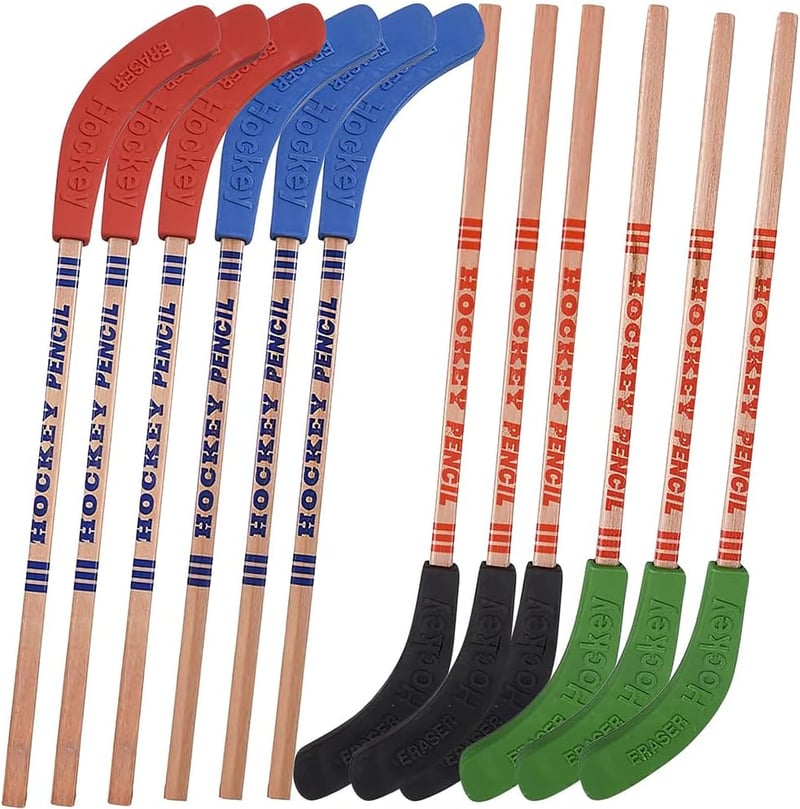 Hockey Stick Pencils - 12-Pack for Sports Fans
