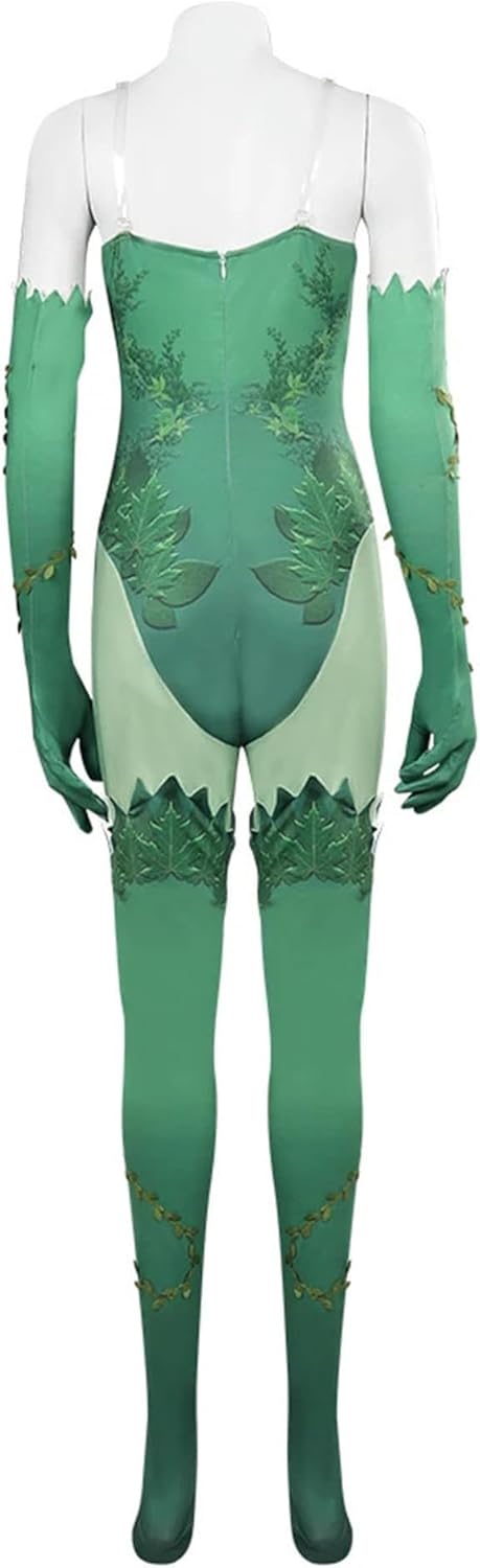 Harley Quinn Poison Ivy Costume Bodysuit with Gloves and Socks