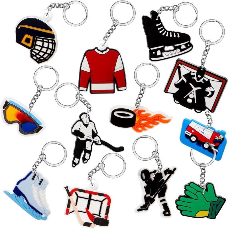 Hockey Keychains - 36 Pack Bulk Sports Party Favors