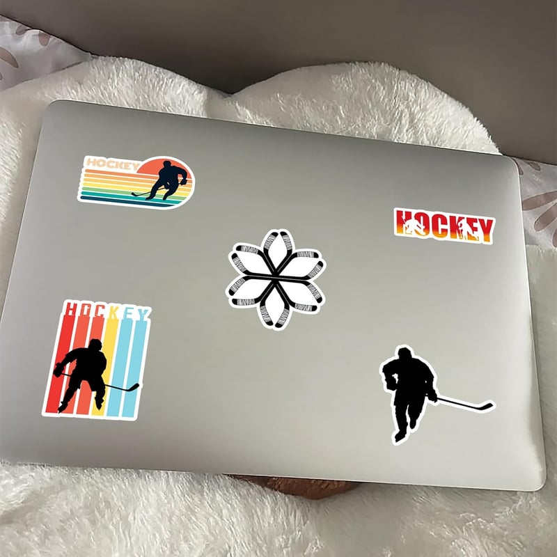 Hockey Stickers for Water Bottles - 50 Vinyl Decals