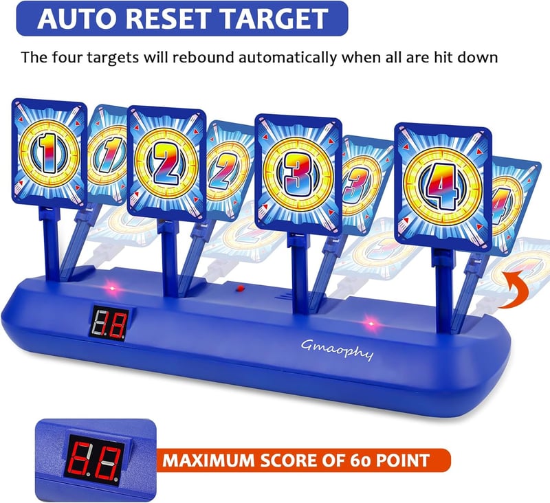 Birthday Shooting Game Targets with Foam Dart Blaster for Kids