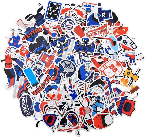 Hockey Party Favors - 100 Waterproof Stickers for Gifts