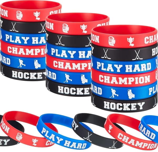 Hockey Wristbands – 24-Pack Silicone Bracelets for Sports Parties