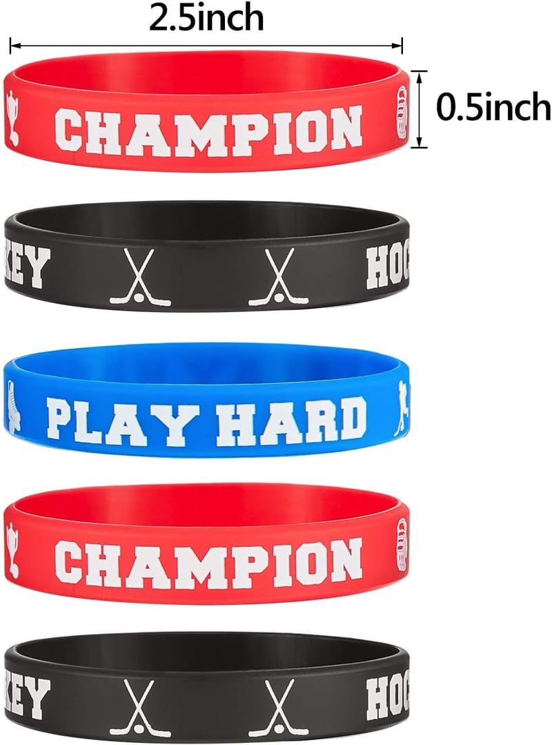 Hockey Wristbands – 24-Pack Silicone Bracelets for Sports Parties