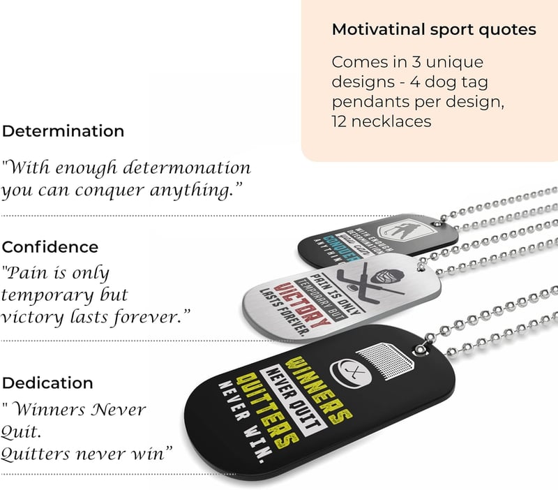 Motivational Dogtag Necklaces for Students | 12-Pack