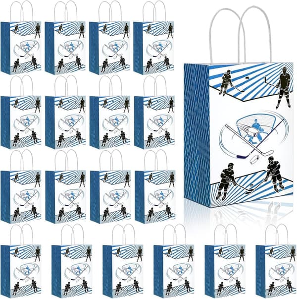 Hockey Game Birthday Party Treat Bags - 18 Pack