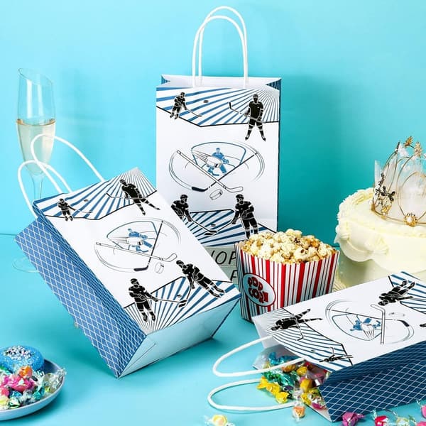 Hockey Game Birthday Party Treat Bags - 18 Pack