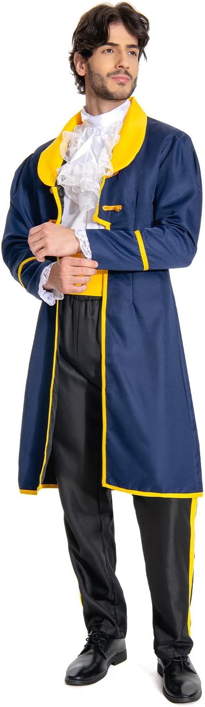 Prince Charming Costume for Men - Pants, Coat, Shirt & Belt