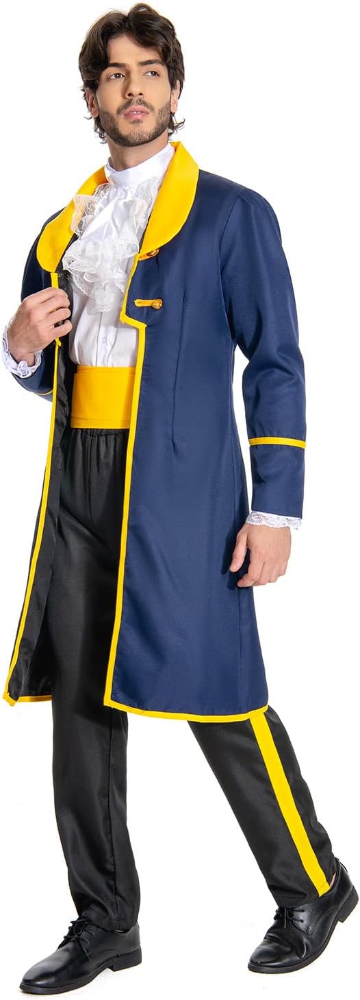 Prince Charming Costume for Men - Pants, Coat, Shirt & Belt