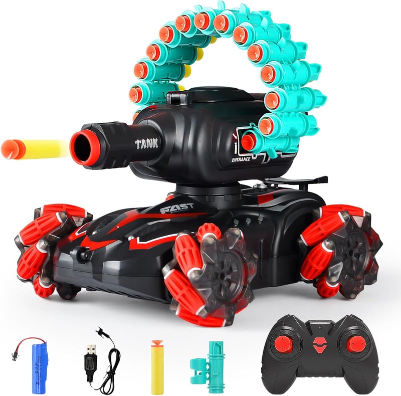 Nerf Remote Control Tank with Foam Dart Shooter - Kids' Birthday Gift