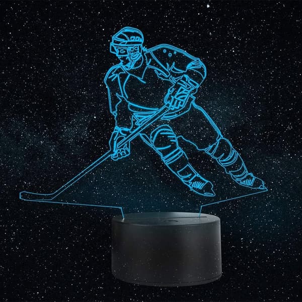 3D Hockey Player Lamp - Color Changing Night Light for Kids