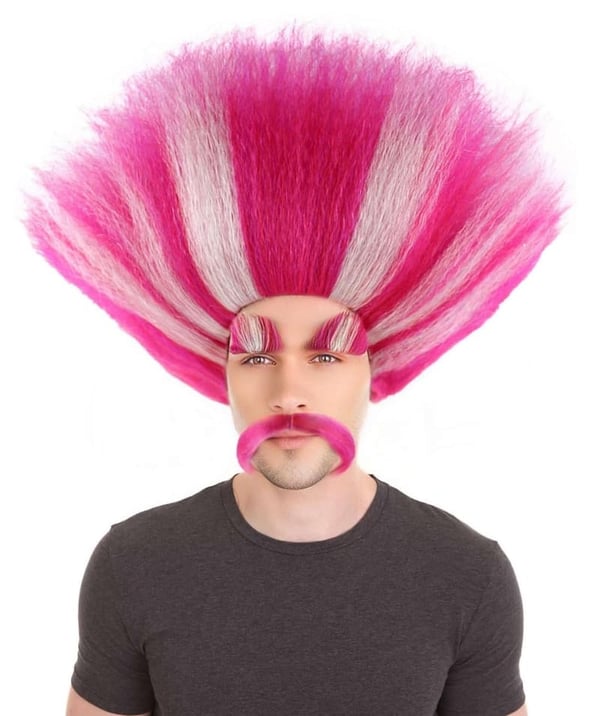 Men's Halloween Troll King Costume Wig with Eyebrows & Mustache