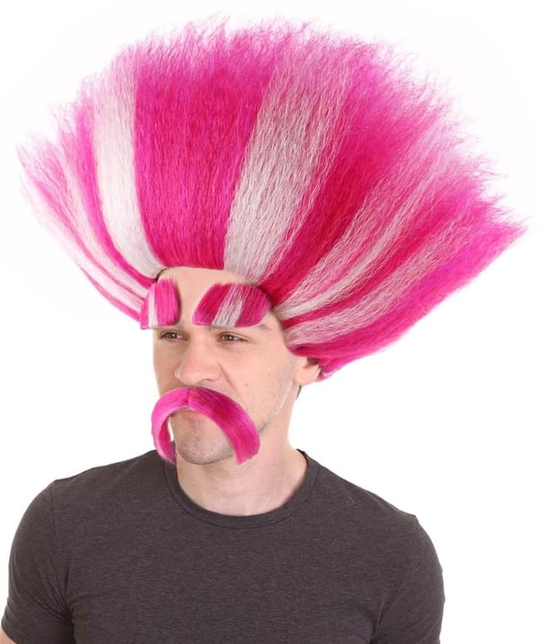 Men's Halloween Troll King Costume Wig with Eyebrows & Mustache