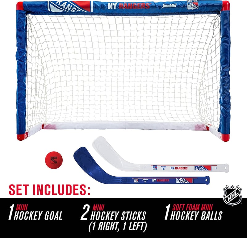 Indoor Mini Hockey Set for Kids - Official NHL Goal, Ball & Sticks