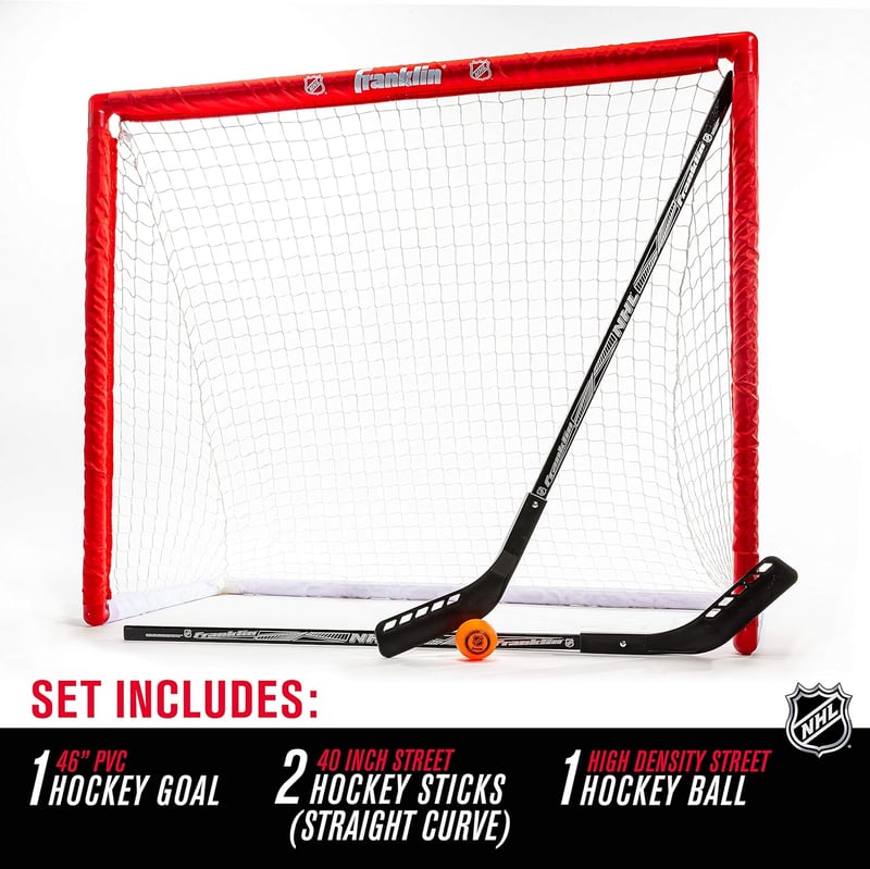 Youth Street Hockey Set - 2 Junior Sticks, PVC Goal & Ball