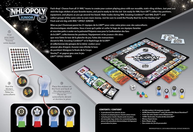 NHL Opoly Junior Board Game for 2-4 Players, 年齡 6+