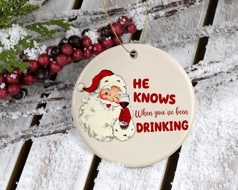 Funny Santa Christmas Ornament - Double-Sided Gift