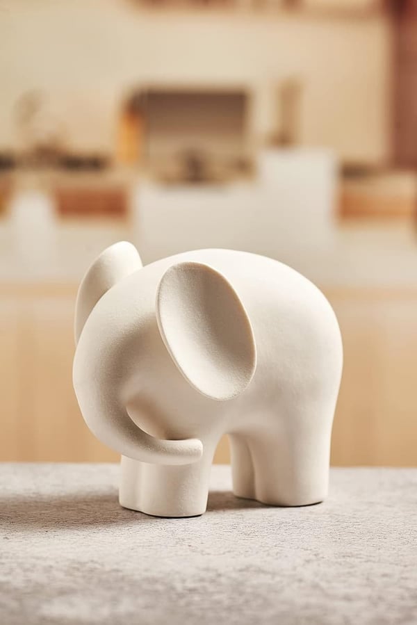 Ceramic White Elephant Decor for Home or Office