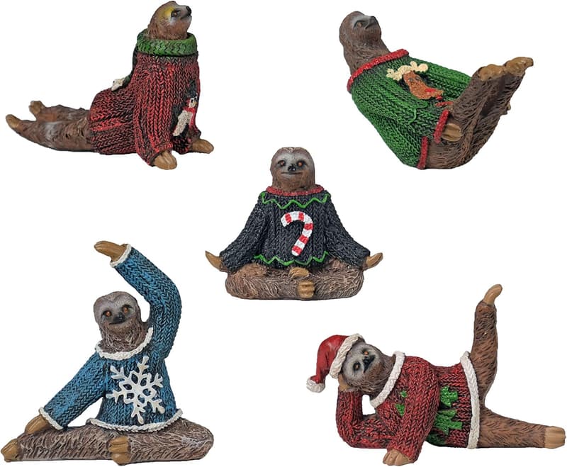 Christmas Yoga Sloth Figurine - 3