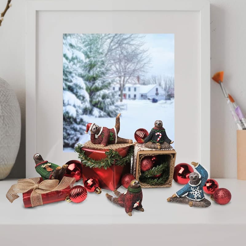 Christmas Yoga Sloth Figurine - 3