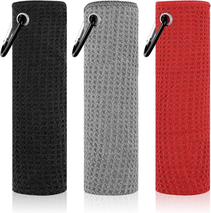 Golf Towels 3-Pack - Absorbent Microfiber with Carabiner Clip