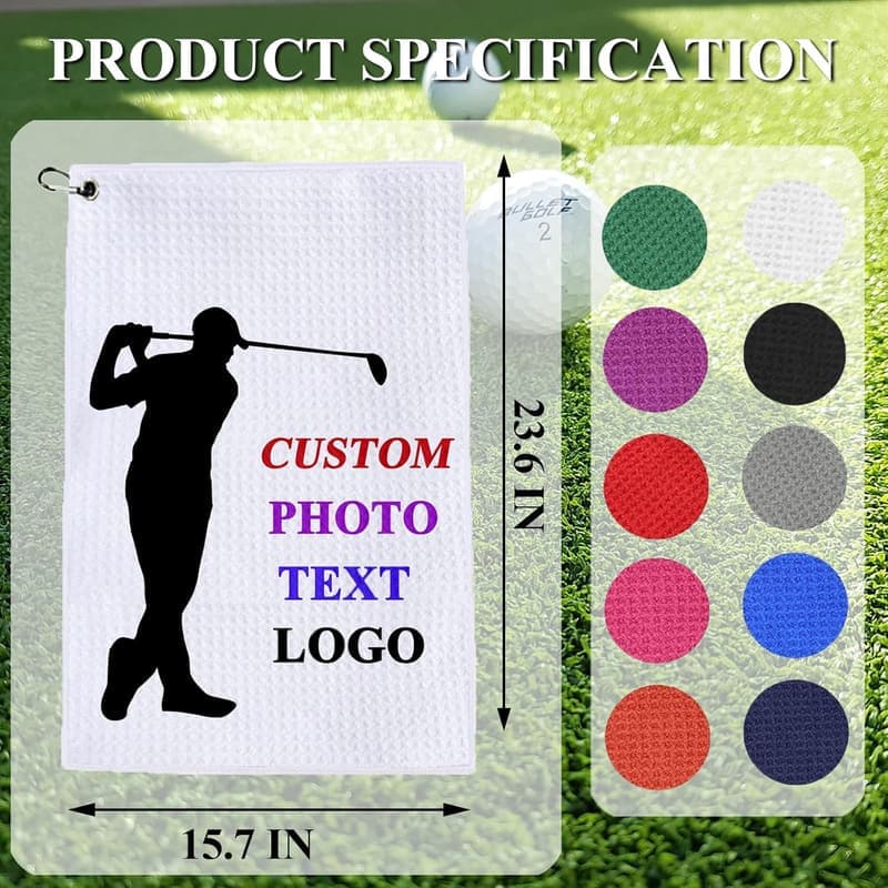Personalized Microfiber Golf Towel with Clip for Men & Women
