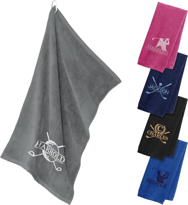 Personalized Golf Towel with Clip – Custom Embroidered Design