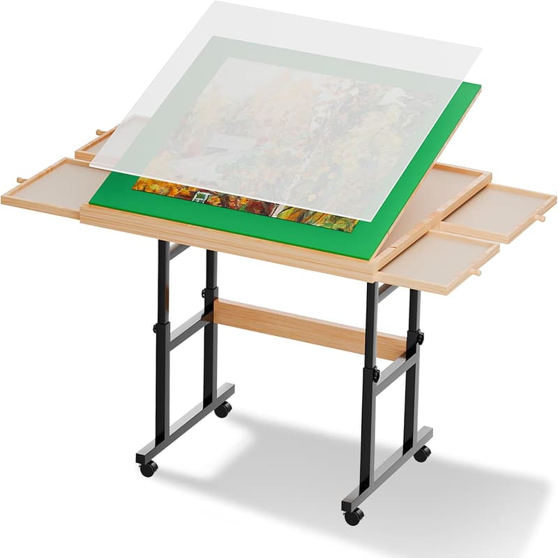 Adjustable 1500-Piece Puzzle Table with 4 Drawers