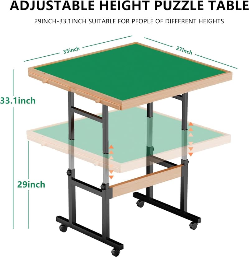 Adjustable 1500-Piece Puzzle Table with 4 Drawers