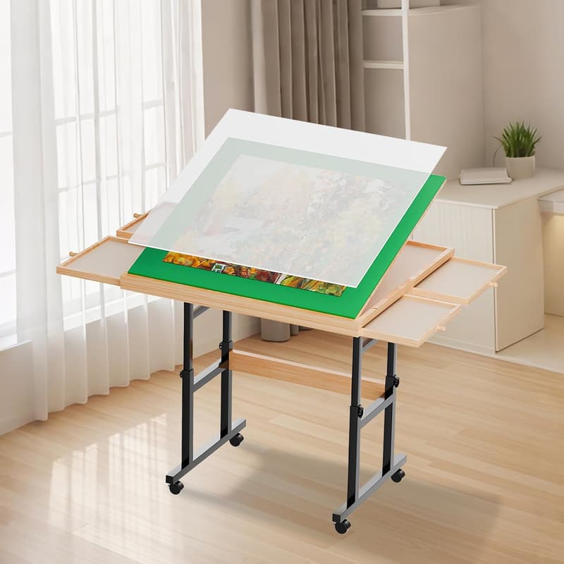 Adjustable 1500-Piece Puzzle Table with 4 Drawers