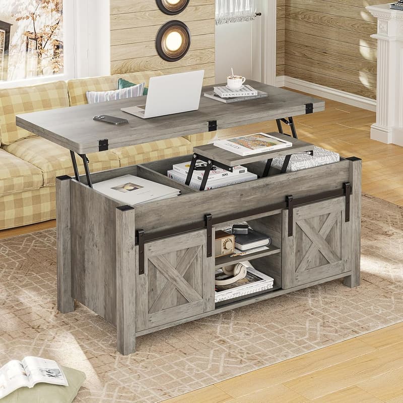 Multi-Function Lift Top Coffee Table with Storage - Grey