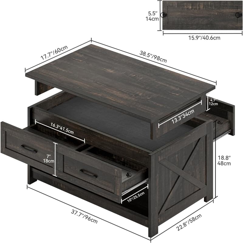 3-in-1 Game & Puzzle Table with Play Mat and Drawers (Dark Oak)
