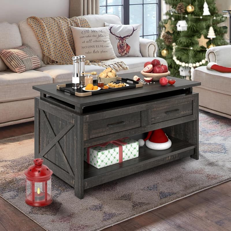 3-in-1 Game & Puzzle Table with Play Mat and Drawers (Dark Oak)
