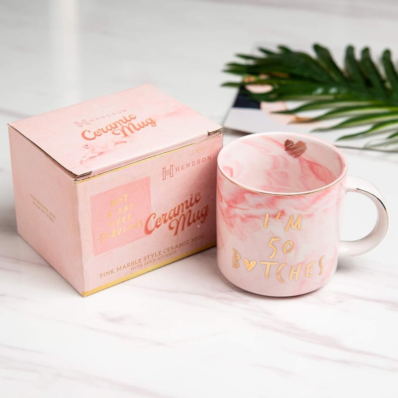 50th Birthday Ceramic Coffee Mug - Fun Gift for Women