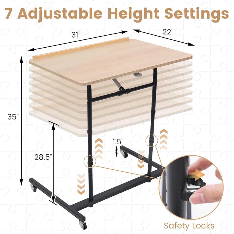 Portable Adjustable Height Jigsaw Puzzle Table for 1500 Pieces